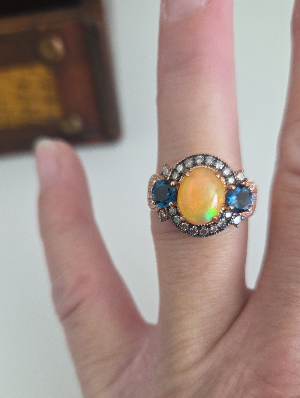 Le Vian Opal and Blue Topaz Rose Gold Ring Like New